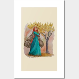 Watercolor Woodland Fairy with Moth Wings Posters and Art